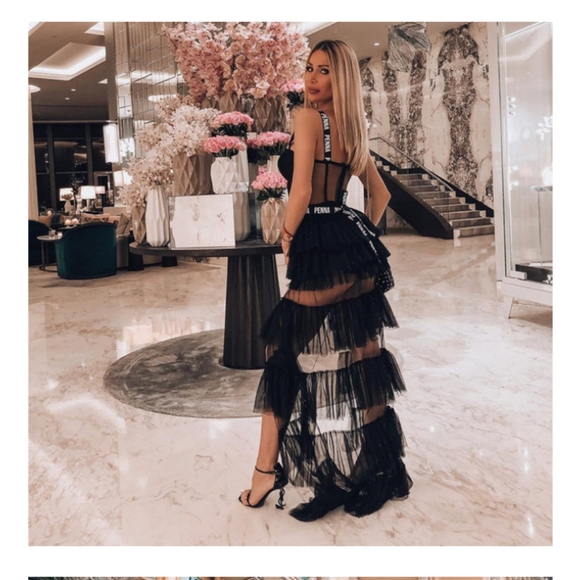 NWT Sexy Bustier High- Low Ruffle Layered Dress - Picture 3 of 5